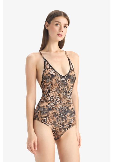 Defacto Regular Fit Leopar Desenli Mayo-fall İn Love E3901ax25smbk81 Siyah