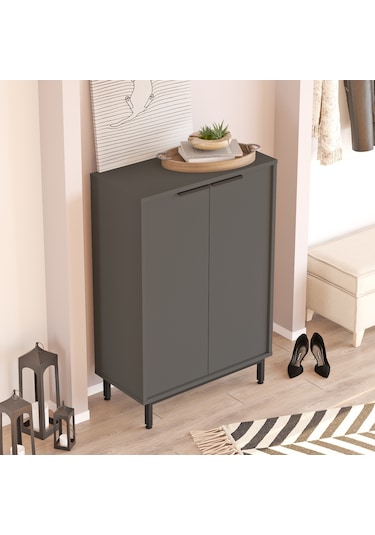 Robin Home Rio Ayakkabılık Metal Ayaklı 5 Raflı Antrasit