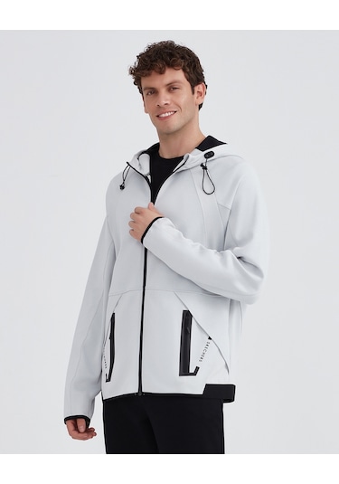 Skechers M 2Xı-Lock Full Zip Hoodie Sweatshirt Erkek Stone Fermuarlı Eşofman Üstü S232184-043 Gri