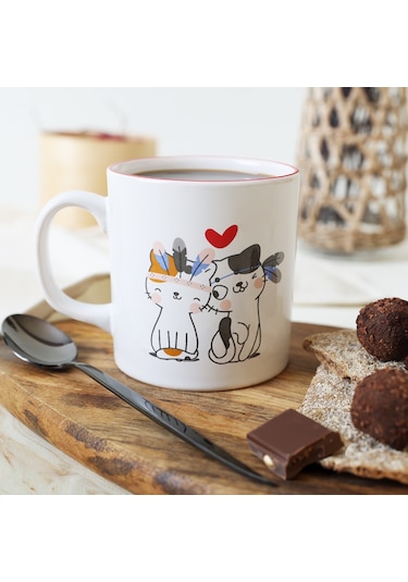 Keramika Cat Love Silindir Kupa 10 Cm