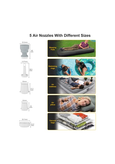 Lemestar Beyaz Cf01 Taşınabilir Kablosuz Hava Pompa: Inflasyon, Deflasyon Ve Çadır Lambası İşlevi - Dahili Li-po Pil