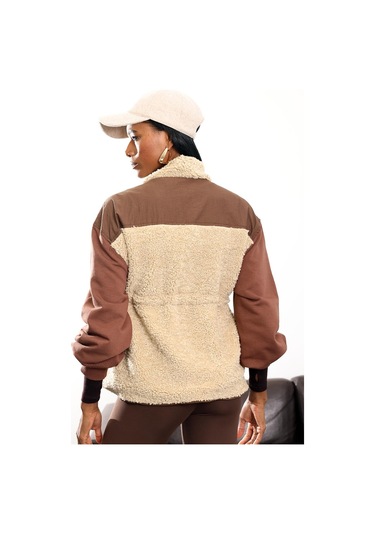 Kahverengi Parçalı Peluş Mont 36911 Kahverengi