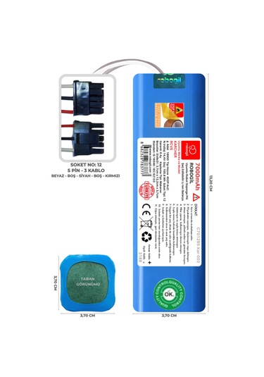 Karcher Rcv5 7000mah Uyumlu Robot Süpürge Pili C7012bs-kar-002