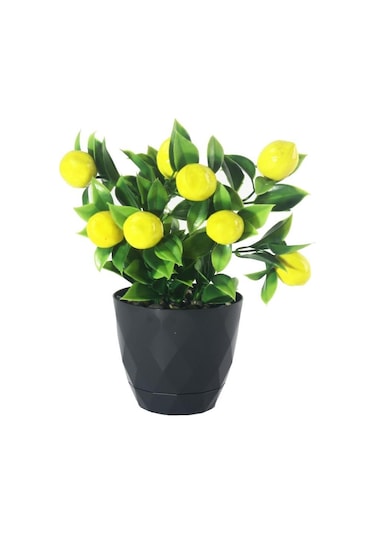 Yapay Çiçek Limon Ağacı Siyah Saksıda Ve Dekoratif
