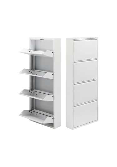 4'lü Metal Ayakkabılık - Beyaz