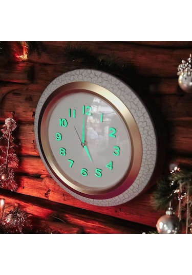 Fosforlu 3d Kabartma Rakam Beyaz Duvar Saati Çap 36 Cm Plastik Beyaz