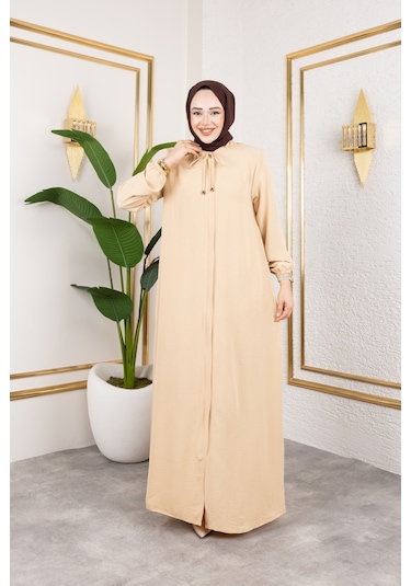 Nevayla Moda Salaş Kesim Aerobin Kumaş Ferace / Bej - F137 Bej