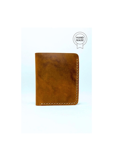 El Yapımı Hakiki Deri Premium Cüzdan Taba