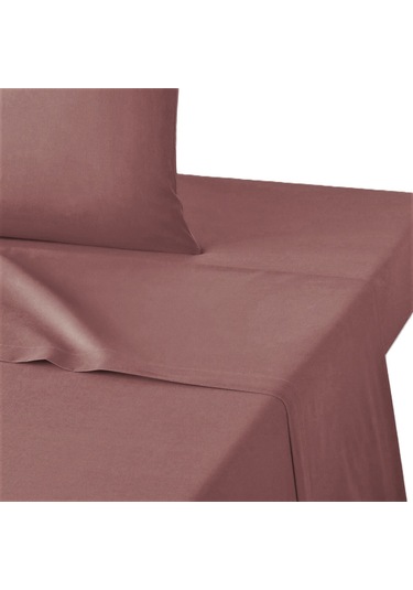 Pamuklu Gül Kurusu 160x240 Tek Kişilik Lastiksiz Düz Çarşaf