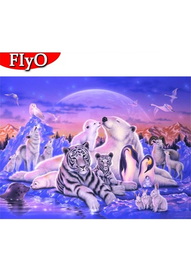 Gri 5d Elmas Boyama Tam Matkap Kare Çapraz Dikiş Dıy Elmas Nakış Boncuk Resim Kitleri Hayvanlar Ev Dekor 30x40cm