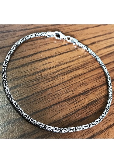 Takı Dükkanı 925 Ayar Gümüş Erkek Bileklik Yuvarlak Kral Model 2.5mm Genişlik 20cm Uzunluk msb01