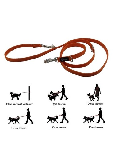 Çok Amaçlı Ayarlanabilir Köpek Gezdirme İpi Tasması Turuncu
