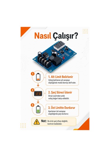 Hcw-m632 Akıllı Şarj Kontrol Devresi 12v 24v Jel Akü Lityum Batarya Uyumlu