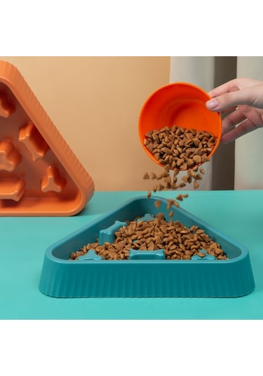 Cbtx Üçgen Kemik Pet Yavaş Yemek Kasesi Köpekler Kediler Yeme Kaseleri Sarı