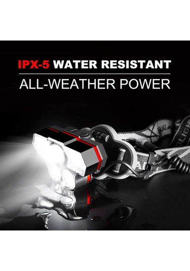 Geeroyoo Siyah Led Kafa Feneri - 3 T6 1500 Lumen 200m Uzaklıkta, Isı Dağıtımı, Usb Şarj, Yaşam Su Geçirmez, Beyaz Ve Kırmızı Işık Modları Siyah