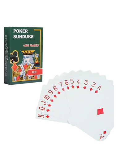 Kırmızı Pvc Plastik Su Geçirmez İskambil Oyun Kağıdı Cin444kr