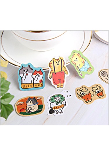 30 Küçük Çıkartma Kendin Yap El Sanatları Kedi Çok Renkli