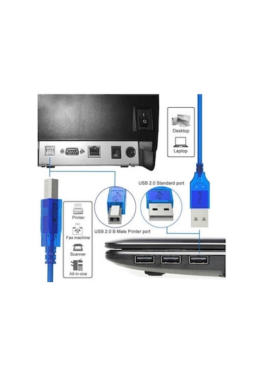 Usb 2.0 Yazıcı Kablosu Printer Data Kablosu -1.8 Metre