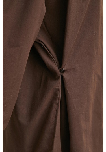 Düğme Detaylı Pamuklu Gömlek Kahve Kahve