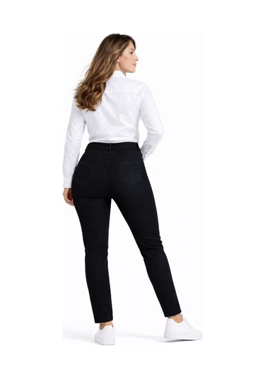 Kübra Kadın Bilek Jean Pantolon Beli Lastikli Düğmeli Bgl-st05384 Siyah