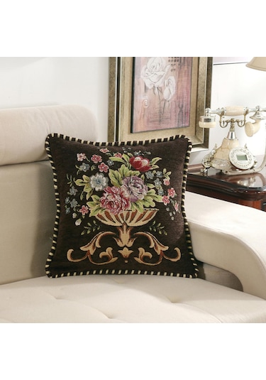 Suntek 48x48cm Makinede Yıkanabilir Dekoratif Yastık Kahve Kahve