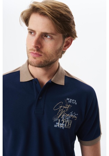 Arma Erkek Regular Fit Baskılı % 100 Pamuk Pike Polo Yaka Tişört Y29374356002 Lacivert