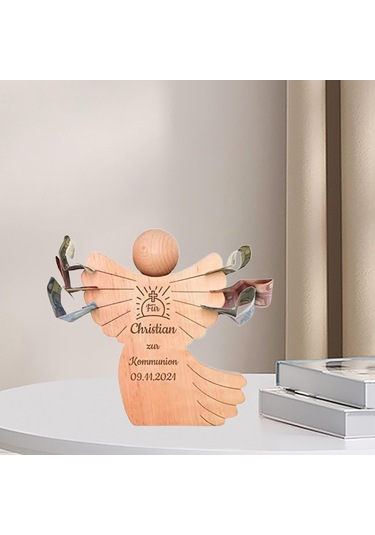 Suntek Oyma Ahşap Melek Heykelcik Dini Hediye Dekoratif Melek