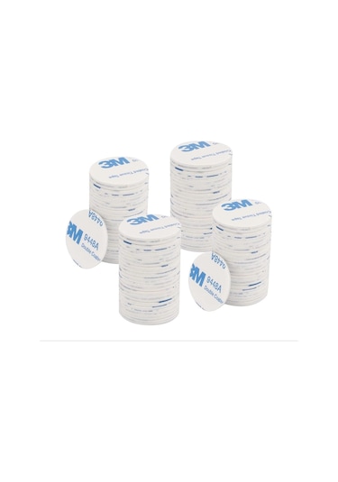 50 Adet - 3m Yapışkanlı Çift Taraflı Bant Beyaz Yuvarlak- 3 Cm Çap