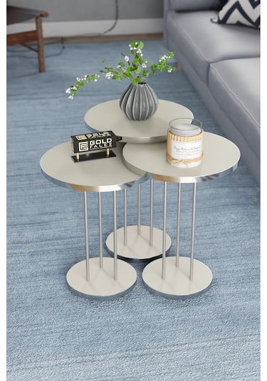 Zigon Sehpa Terra Gümüş Krem