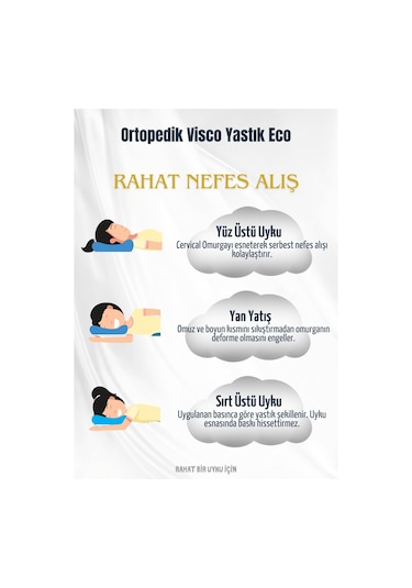 Visco Ortopedik Yastık Eco Boyun Fıtığı Boyun Düzleşmesi Boyun Ağrısı Destekli Lüks Ortopedik Yastık