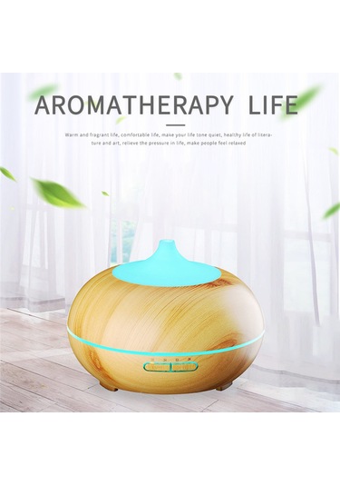 Tenfowee 550ml Ahşap Desenli Ultrasonik Aromaterapi Nemlendirici - Renkli Gece Işığı, Otomatik Kapanma