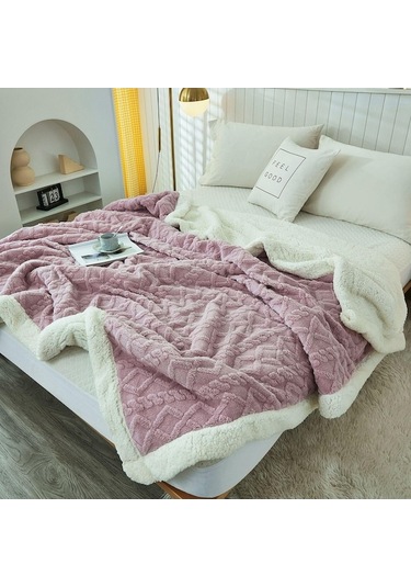 Novahub Mor 7 Renk Kış Kalın Battaniye Sıcak Yün Battaniye Yumuşak Kanepe Kılıfı Yatak Örtüsü Çift Taraflı Düz Renk Yatak Örtüsü 100x150cm Mor Mor