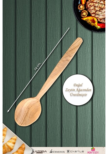 Zeytin Ağacı Ahşap Tahta Kaşık Seti Zeytin Ağacı Ağaç Kaşık Ynzyt-801 Kahverengi