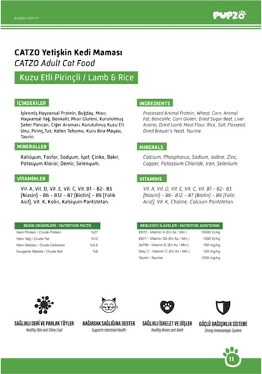 Catzo Premium Kuzu Etli Kedi Maması 4 x 1 KG