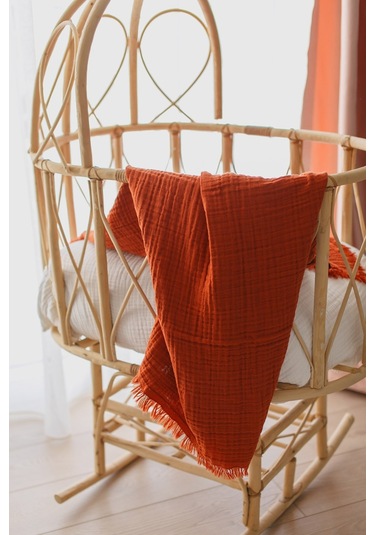 Babywom 4 Katlı Müslin Bebek-Çocuk Battaniyesi 110X110Cm Kiremit