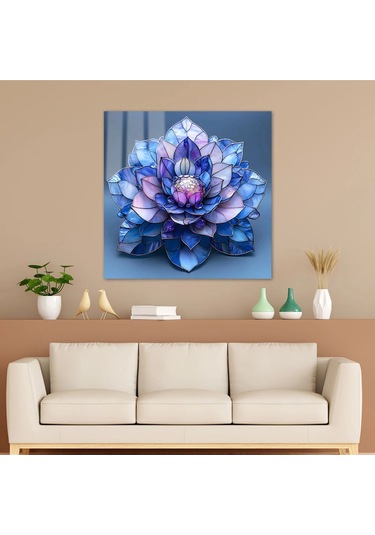 Huzurun Işıltısı: Vitray Lotus Çiçeği Cam Tablo
