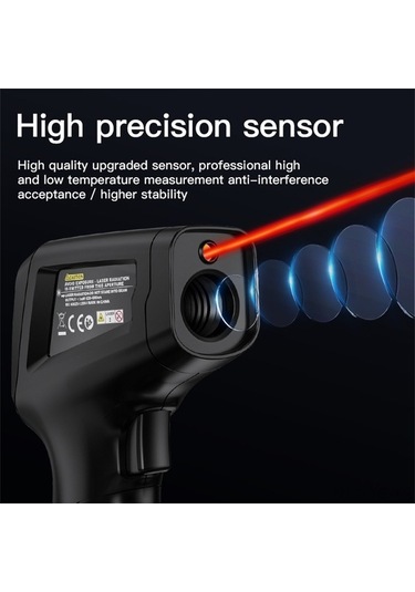 Moly Yunboo Mestek Ir03b Kızılötesi Sıcaklık Ölçer -50 600 C, Emisyon Ayarlanabilir, Alarm Özellikli