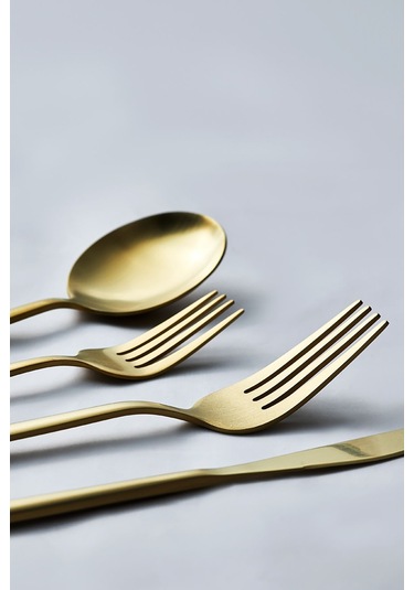 Apricot Faro Matte Gold 24 Parça 6 Kişilik Çatal Kaşık Bıçak Kutulu