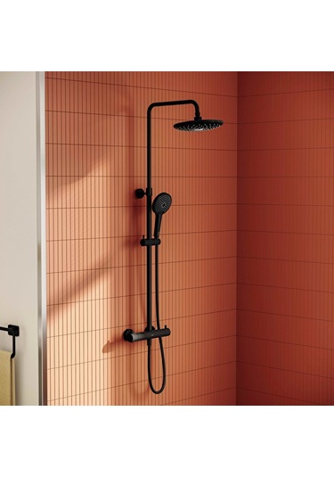 Vitra Aquaheat Bliss 240 2f Duş Kolonu Ve Termostatik Duş Bataryası Sistemi Mat Siyah A4720536 Siyah