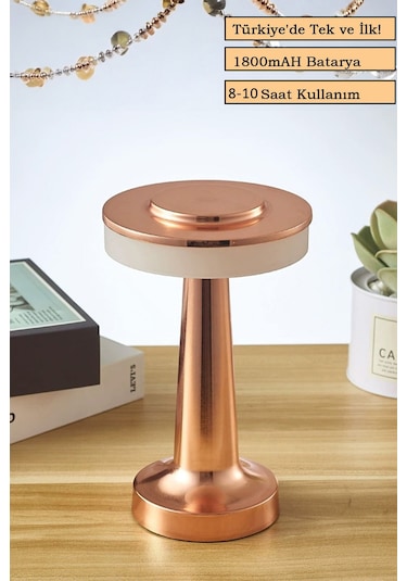 Rose Gold Renkli Dekoratif Dokunmatik Masa Lambası Şarjlı Dim Edilebilir Renkli