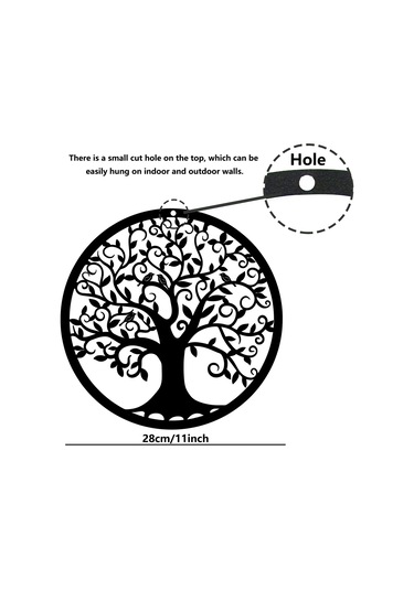 Metal Hayat Ağacı Duvar Dekorasyonu Siluet Sanatı Hediye İç Mekan Dış Mekan Bahçe Ev Dekorasyonu Siyah, 30x30cm 30 30cm