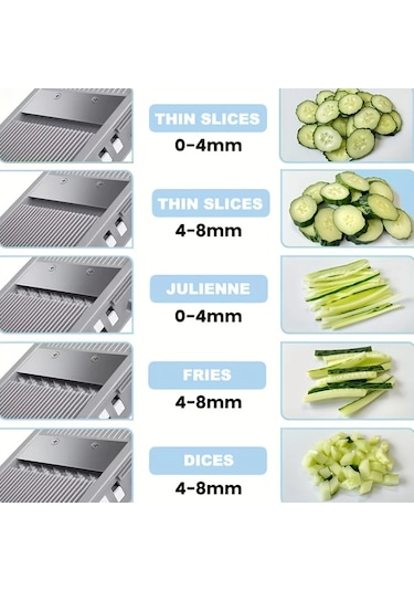 Dashanshop Genaı Cok Amaçlı Sebze Kesici Yeşil Ayarlanabilir Bıçaklı Büyük Kapasiteli Patates Rendesi Ve Doğrayıcı Mutfak Aleti 1 Parça