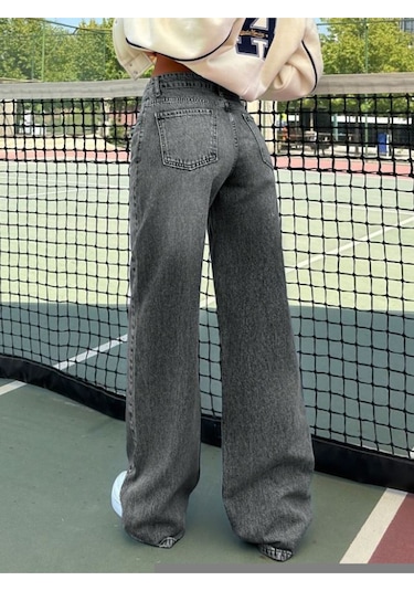 Kadın Düşük Bel Denim Pantolon Gri