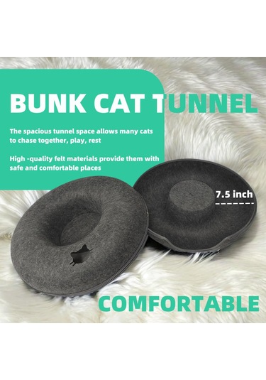 Mufunye Rahat Kedi Donut Tünel Yatağı Çıkarılabilir Her Mevsim Yarı Kapalı Kedi Yuvası E