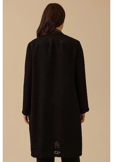 Galaxi Kadın Büyük Beden Desenli Hırkalı Takım 4001 Siyah Siyah