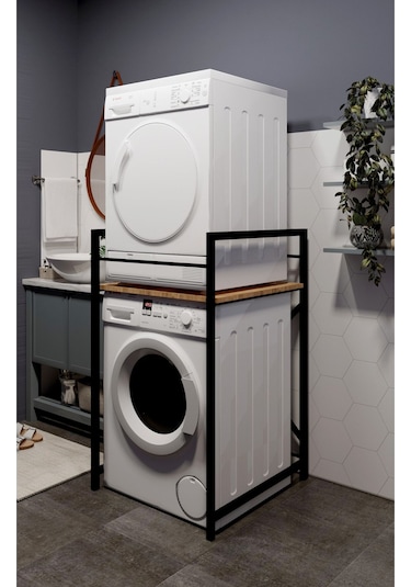 Çamaşır Makinası Ve Kurutma Makinası Rafı Çamaşır Makinası Üstü Banyo Düzenleyici Raf Kahverengi