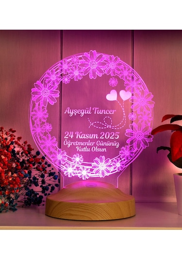 Öğretmene Hediye Papatya LED Lamba - Kişiye Özel Öğretmenler Günü ve Mezuniyet Hatırası Hediyesi