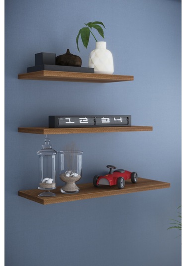 Dekorfim DF05102BR 3'lü Dekoratif Raf Duvar Rafı