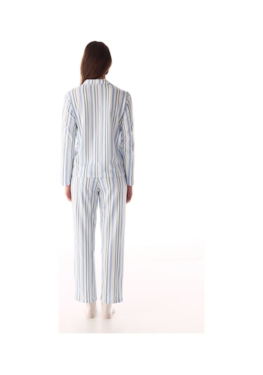 Penti Pamuklu Açık Gri Cool Stripes Gömlek Pantolon Pijama Takımı Bl65