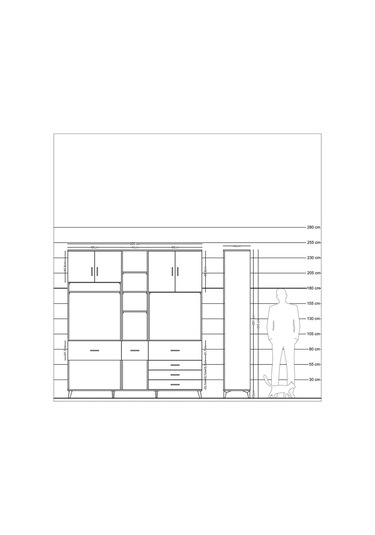 Hyperion Dolap 11 Raflı 6 Çekmeceli 4 Kapaklı 220x44x243 Antrasit-antrasit/çam Antrasıt/atlas Çam